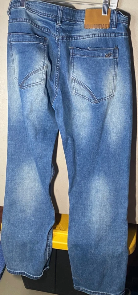 Pantalones de mezclilla William Rast para hombre 34x29 azul Dean calce ajustado pierna recta lavado medio Foto 2 de 4