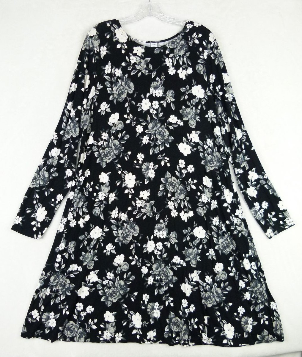 old navy floral dress long sleeve Old Navy Women's Blue Floral Wrap V Neck Long Sleeve Knee Length Dress Size  XL