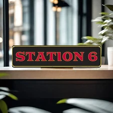 Vintage Station 6 Metal Sign Retro Industrial Wall Decor Bar Man Cave Art Plaque