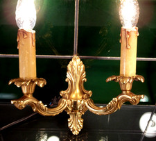 antik Jugendstil Wandlampe  Messing Frankreich 2flammig HBT16x24x12