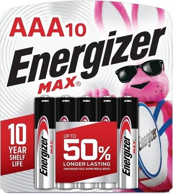 Energizer MAX AAA Batteries (10 Pack), Triple A Alkaline Batteries
