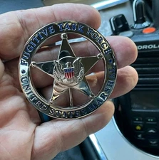 Replica US Marshal Fugitive Task Force FTF " Pin / Challenge Coin " 57mm x 57mm