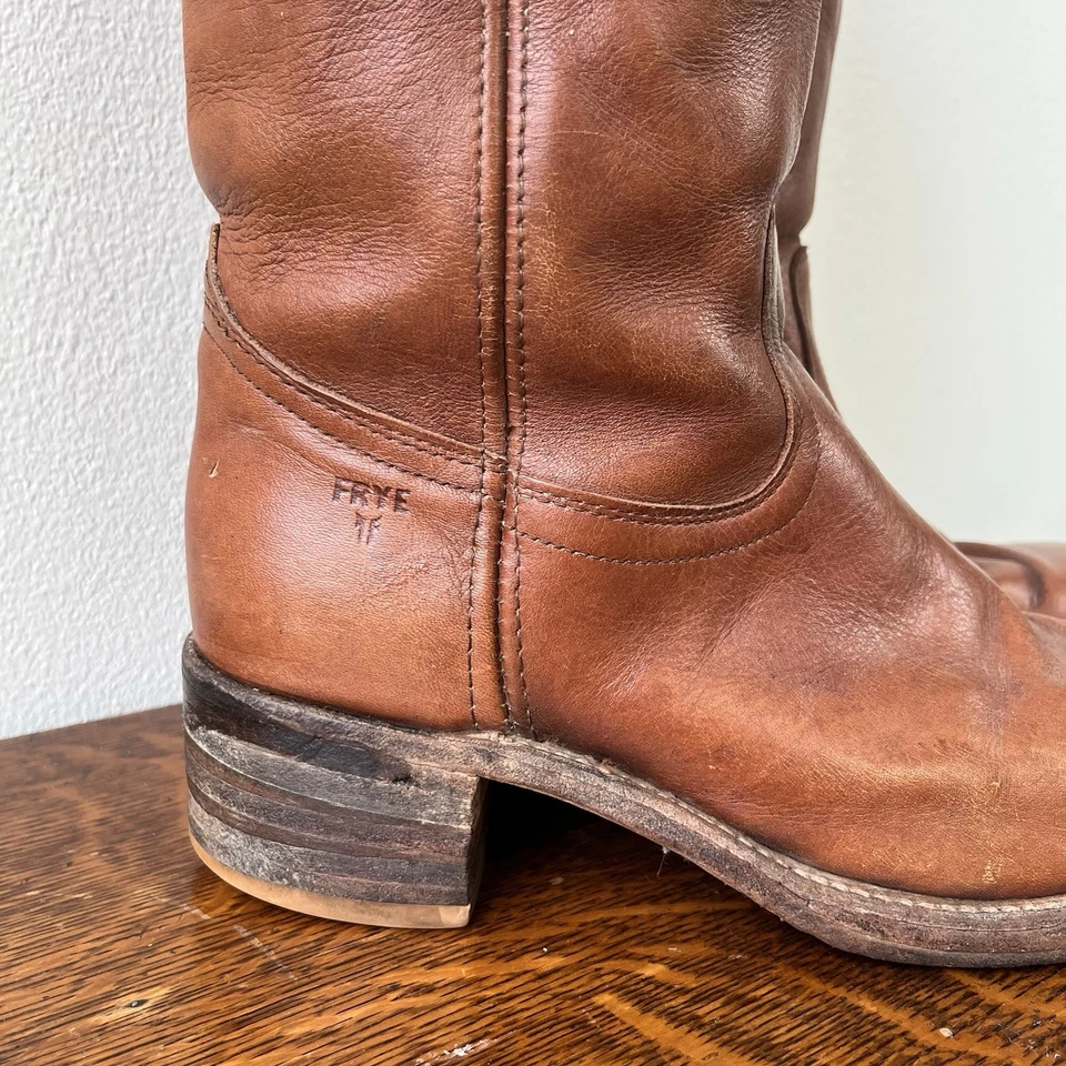 Botas Campus Vintage FRYE 2955 Couro Marrom Castanho EUA Masculino Tamanho 10.5 D - Imagem 3 de 4