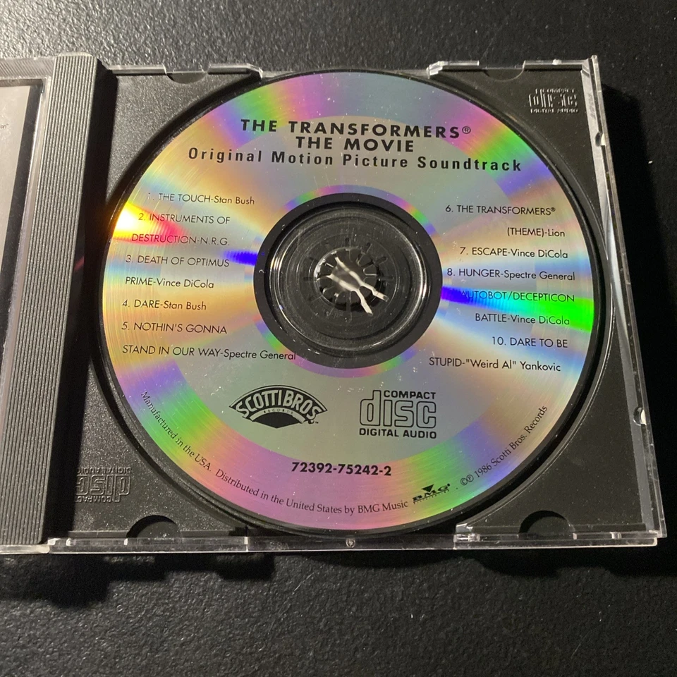 TRANSFORMERS THE MOVIE CD - Original Soundtrack First Edition 1986 Hasbro TESTED - Image 3 of 4