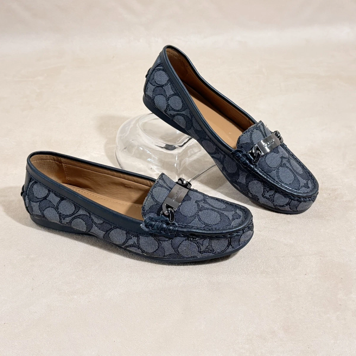 Coach unisex  Navy Corduroy Slip-On Loafers with Silver Horsebit Horsebit Loafer in Sporty Sole - Carrucci Shoes main image 3