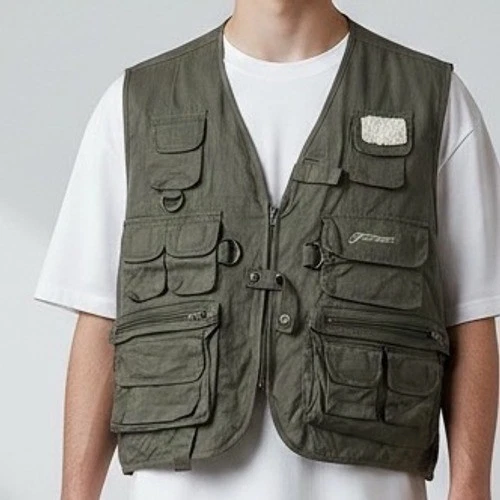 Pflueger Fly Fishing Vest Mens L/XL Olive Green Cotton gorpcore outdoor tactical