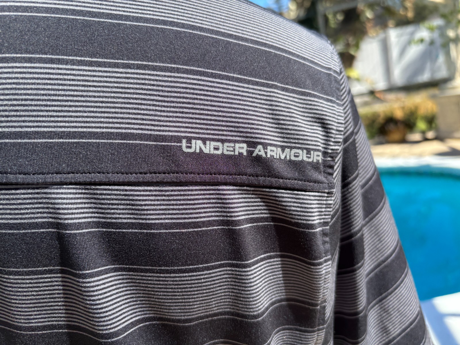 Under Armour Black Striped Golf Short Sleeve Polo Shirt Mens Loose Heat Gear L thumbnail 4