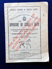 Azimonti liquid for horse limping - pharmacy - Bolis Milano 1930ca