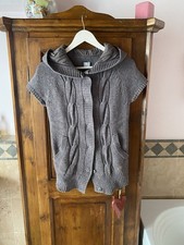 Deha cardigan in lana a trecce grigio senza maniche con cappuccio  Taglia S/L
