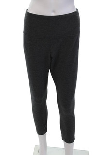 Lysse Womens Elastic Waistband Mid Rise Cropped Leggings Gray Cotton Size Large