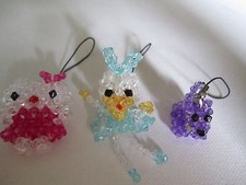 Handmade 3pcs Daysi, Hello Kitty,Purple Dog Charm Keychain String for Cell phone