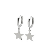 Star Huggie Hoop Earrings 925 Sterling Silver Ear Cuff Dainty Minimalist E13