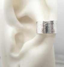 925 Sterling Silver Hammered Style Ear Cuff One Earring