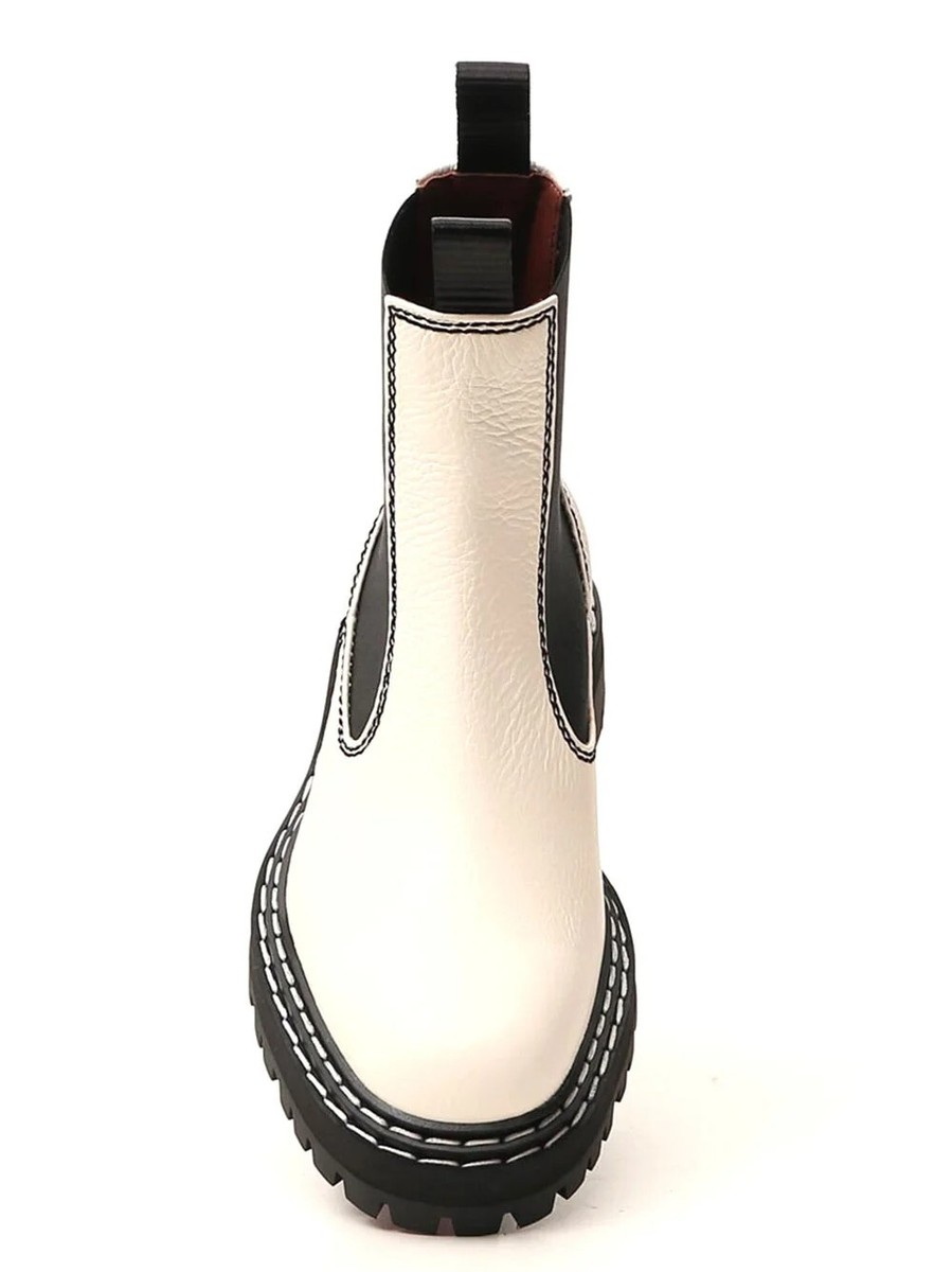 Proenza Schouler Chelsea Lug Sole Combat Boot White Calf Leather