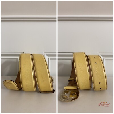 Authentic Gucci Yellow Patent Leather Gold Interlocking G 
