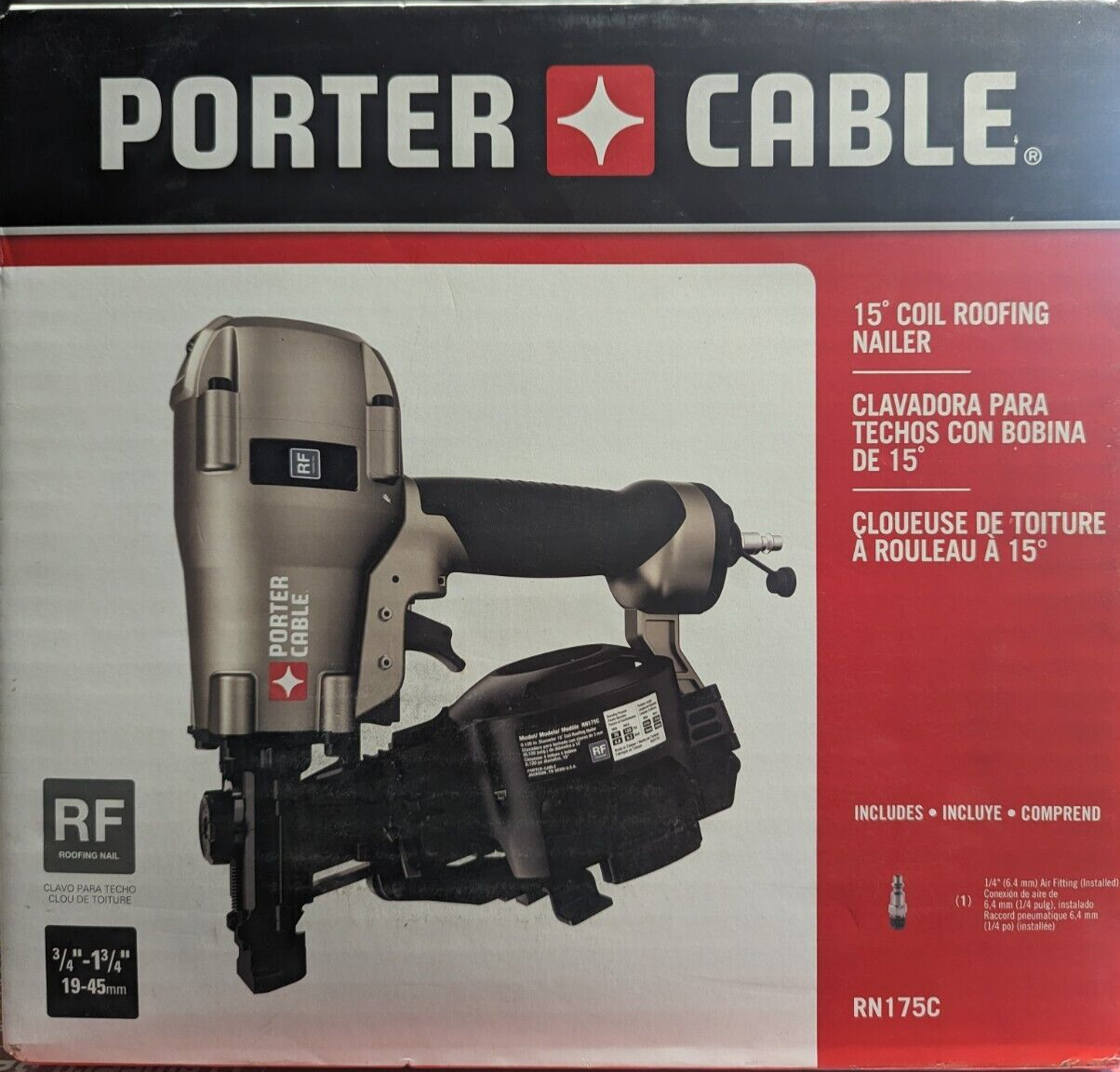 NEW PORTERCABLE 15 COIL ROOFING NAILER AIR ROOF GUN RN175C PNEUMATIC