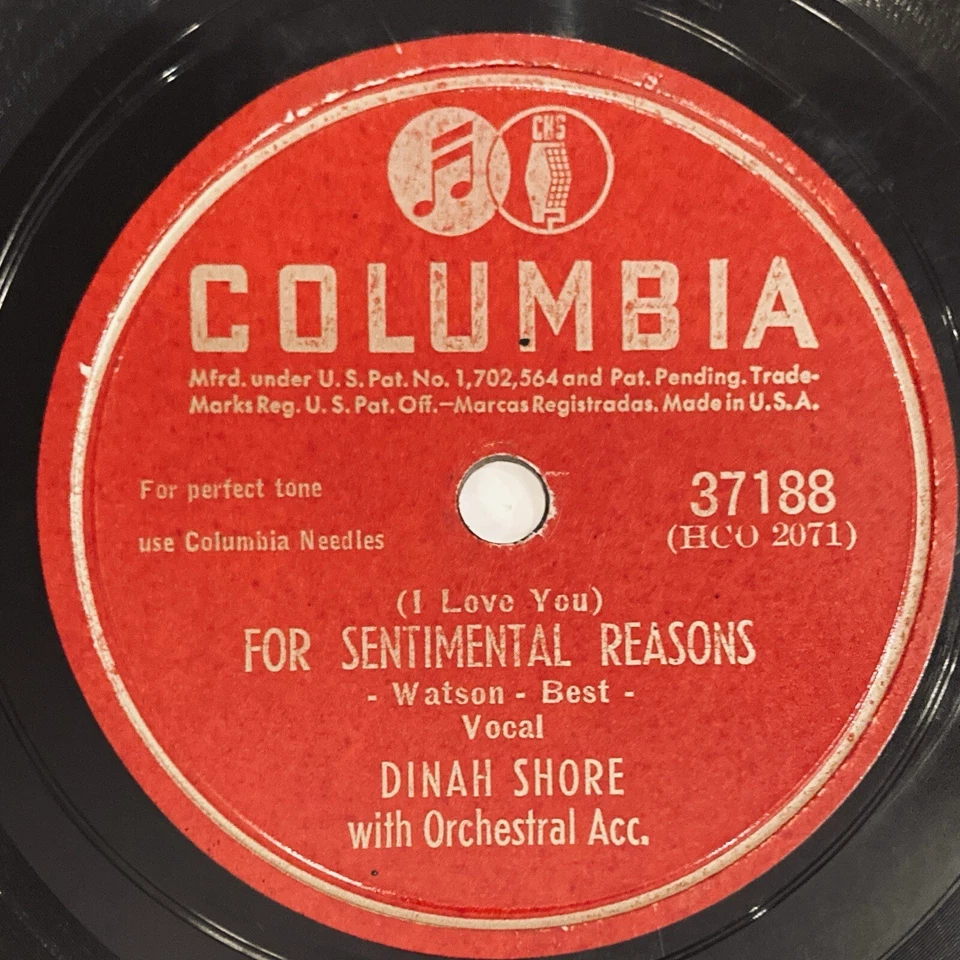 10" 78 RPM, Dinah Shore – You'll Always Be The One I Love / For Sentimental Reas - Image 3 of 4