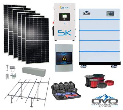 3.3KW Complete Offgrid Solar Kit + 5K Sol-Ark Inverter + 20.48KW OMO Stack Lithi
