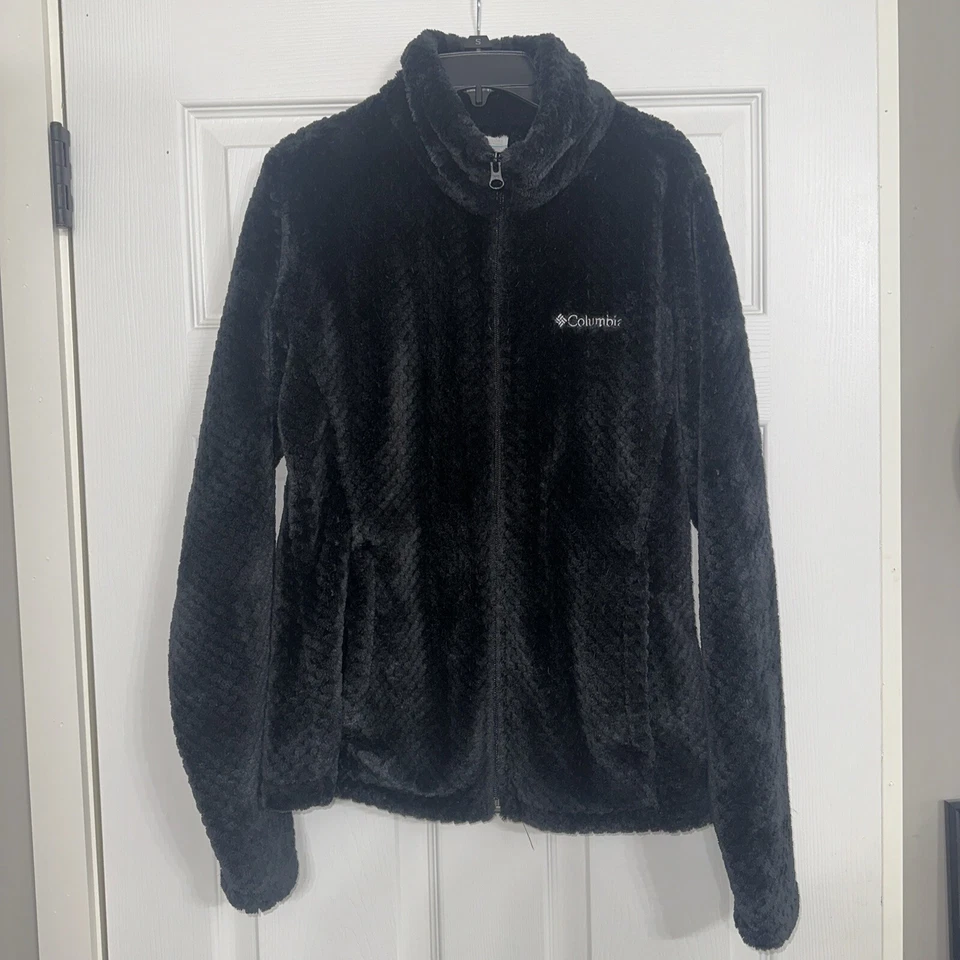 Jaqueta Columbia Feminina Peluda Fofa Sherpa Lã Zíper Completo Preta Tamanho M Aconchegante