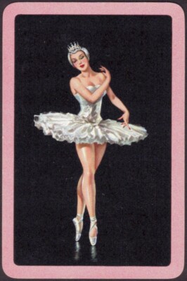 Playing Cards Single Card Old Vintage BALLERINA GIRL Dancing BALLET Dance Art B 