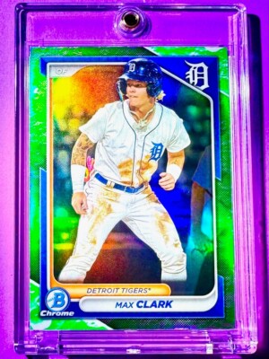 Max Clark RARE LUNAR GLOW REFRACTOR ROOKIE CARD BOWMAN CHROME RC - MINT!