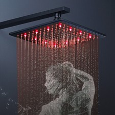 8"10"12"16"LED Shower Head Square Top Sprayer without Shower Arm Matte Black