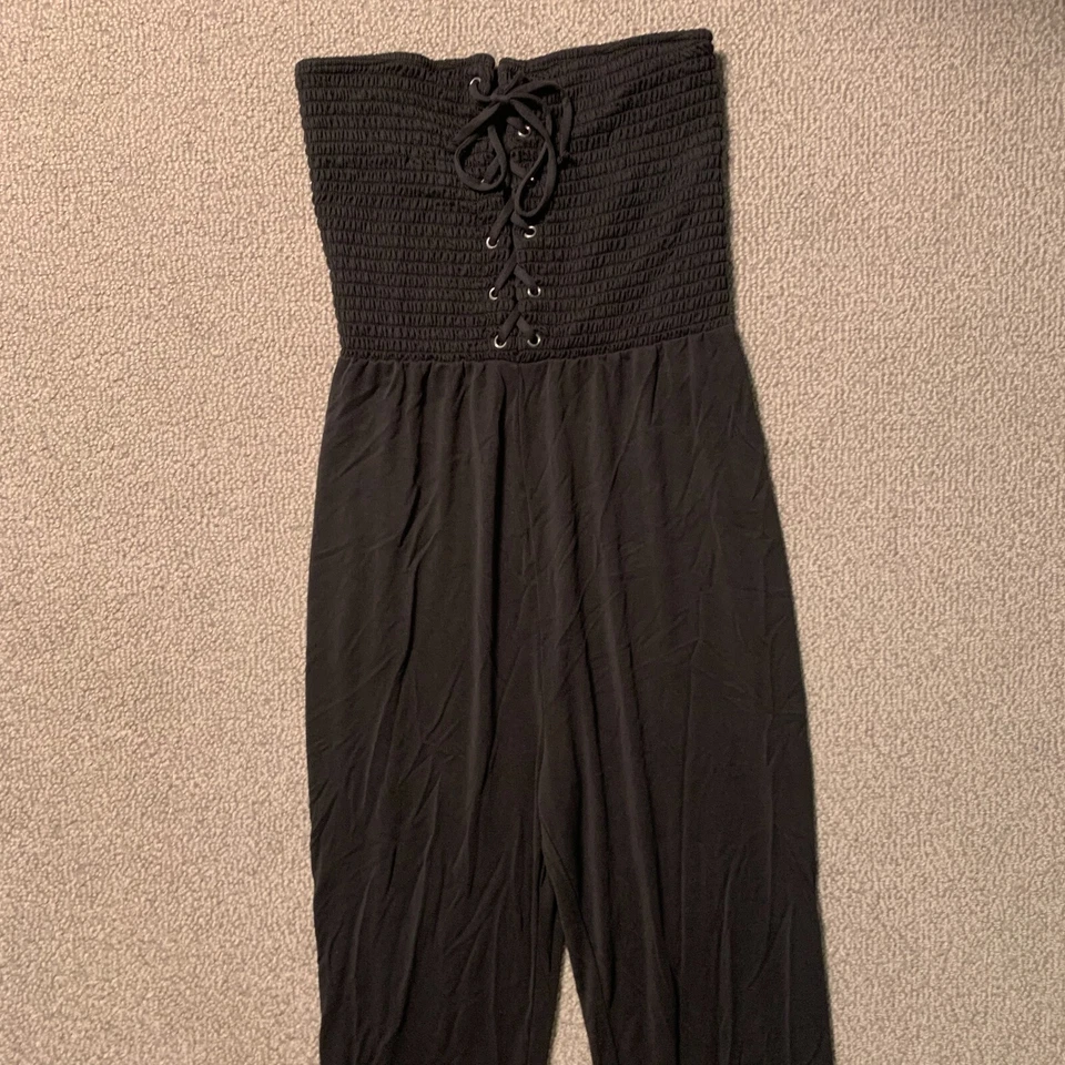 Macacão Aeropostale Feminino XS Preto Espartilho Y2K Sem Alças Macacão Macacão Romper - Imagem 4 de 4