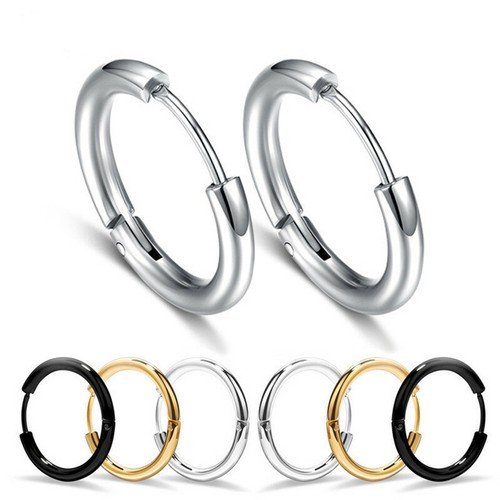 1 Stck. Mode Schmuck Titan Stahl Reifen Schnalle Ohrringe Nieten Herren Frauen Kreis - Bild 9 von 10