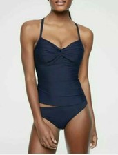 NWT ATHLETA Dress Blue Bra Cup Twist Up Tankini Top 36B 36C MSRP  84