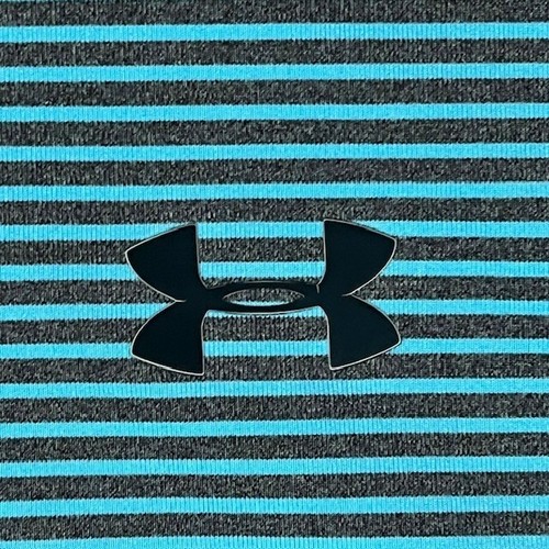 Under Armour Men's Golf Polo XL Blue Striped Short Sleeve HeatGear Loose - Picture 4 of 14