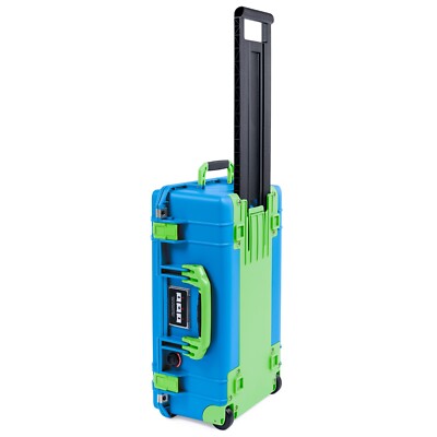 Blue & Lime Green Pelican 1535 Air case. No Foam / empty.  With wheels.