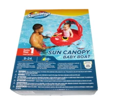 Swimways Baby Sun Canopy Inflatable Swim Float Boat Pool Red Crab Ages 9-24M Red