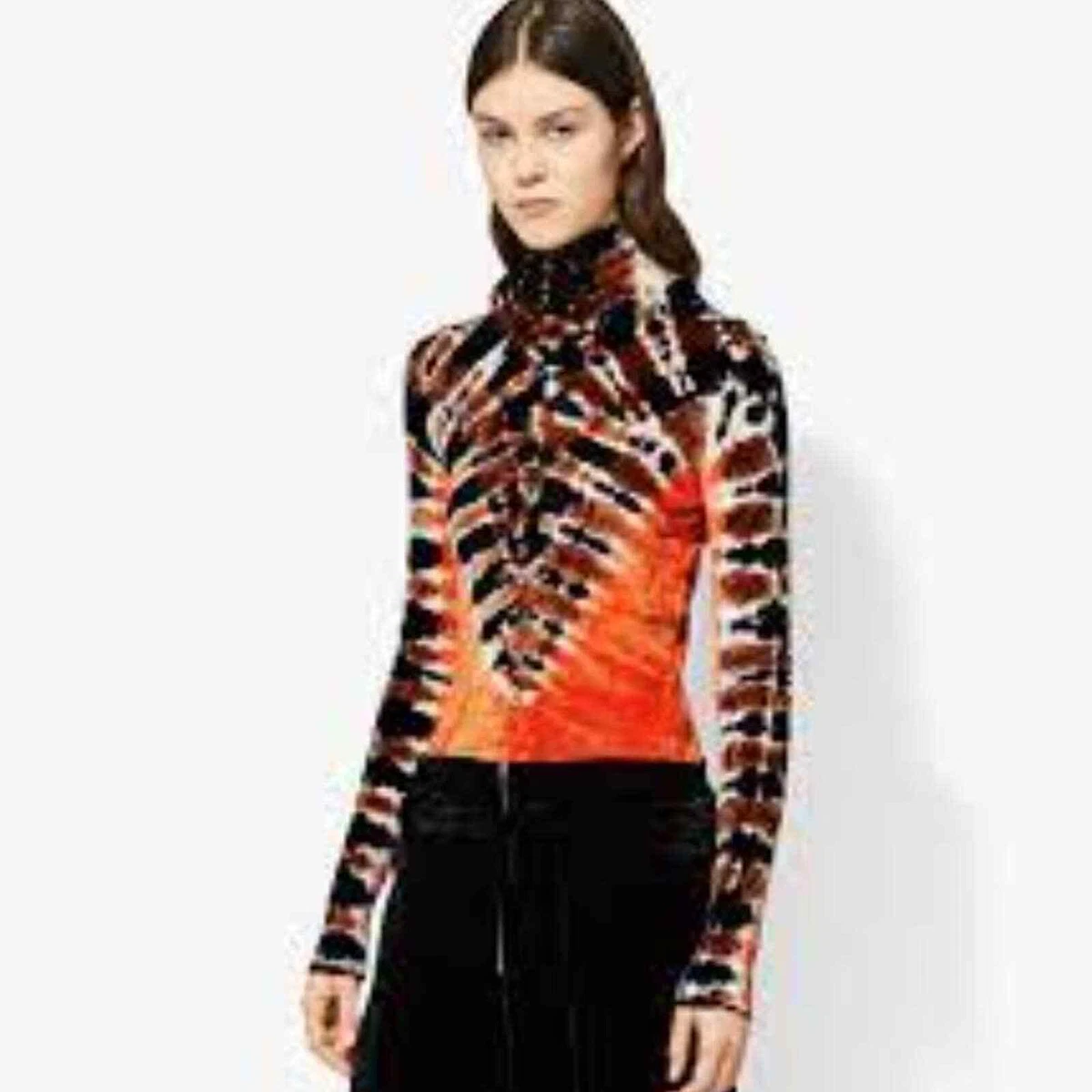 Proenza Schouler Long Sleeve Tie Dye Printed Turtleneck Sweater Size Large