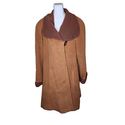 Vintage 60s Bella Bicchi Swing Coat Womens M Brown Cashmere Wool Pinup