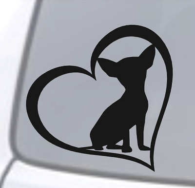 2x Chihuahua Love Heart Paw Dog Stickers Car Window Glass Removable Decor Decal 