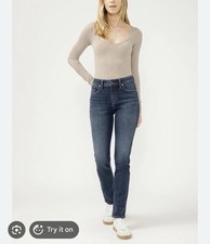 Silver Jeans Co. Women's Blue Denim Avery Straight Leg Pants 28 Waist 27 inseam