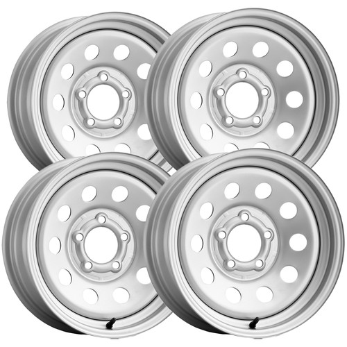 (Set of 4) Pacer 229S Modular Trailer 15x5 5x4.5" +0mm Silver Wheels Rims