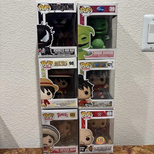 Funko Pop Lot One Piece Luffy Venom Oogie Boogie Stone Cold Tapatio Man 6 Total