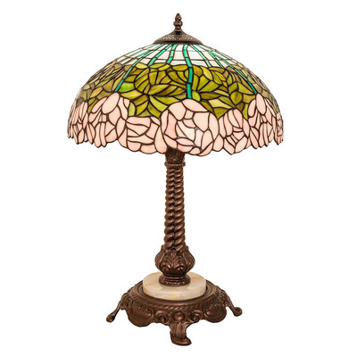 Meyda Lighting 23'' Wide Tiffany Cabbage Rose Table Lamp - 251964
