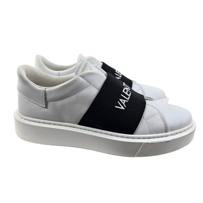 Valentino by Mario Valentino Maya White Leather Slip On Logo Sneakers Womens 9.5