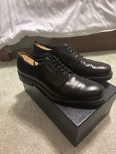 PRADA Men's Black Leather Derby Lace-Up Dress Shoes Rubber Sole