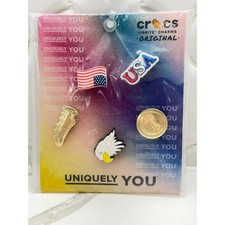 Official Crocs Team USA 5-Pack Jibbitz Charms American Flag Medal Eagle