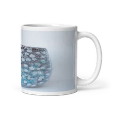 Silver and Blue Swirling Dots Holiday Hot Cocoa Ceramic Mug - 11 oz