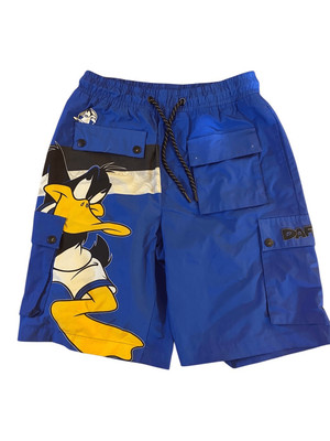 Vintage space jam, daffy duck blue men s, bathing suit/shorts size small