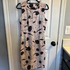 Banana Republic Stretch Sleeveless Sheath dress 6 Pink Navy Floral Size 6 Midi