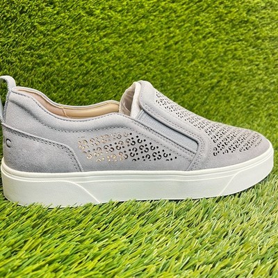Vionic Kimmie Perf Women Size 9 Gray White Casual Outdoor Slip On Shoes Sneakers
