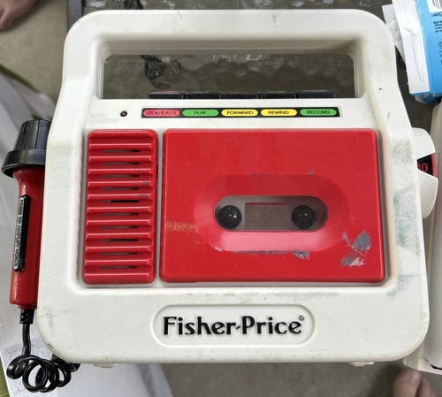 VTG 1987 Fisher Price Cassette Tape Player and Recorder Red / Black Mic