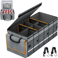 Car Trunk Organizer and Storage with Removable Leakproof Cooler Large Grey