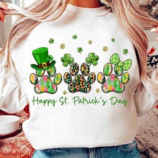 St Patrick  s Day Dog Paw Shirt, Shamrock Puppy T Shirt Sweatshirt Gift