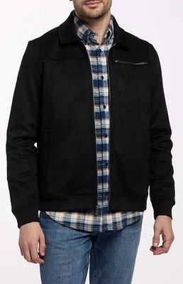 $139 Ben Sherman (Medium) Moto Faux Suede Collared Bomber Jacket